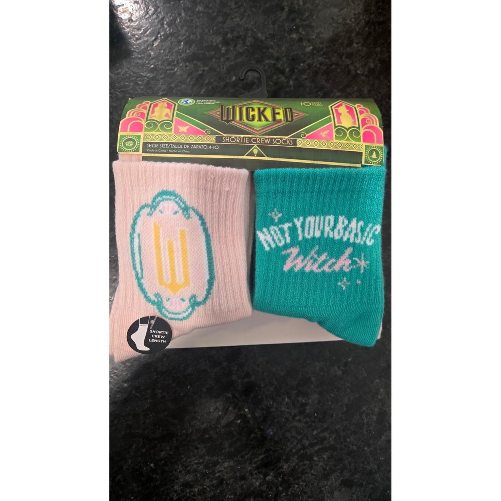 Wicked Movie 10 Pack Shortie Crew Socks Not Your Basic Witch Shiz Shoe Size 4-10